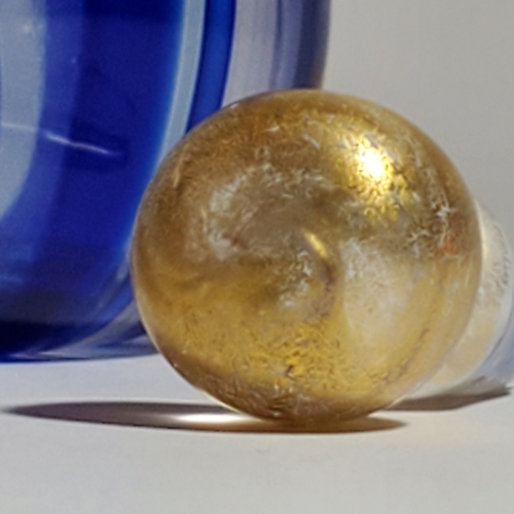 VINTAGE MURANO Glass Perfume Bottle 2 Piece Gold Top, Cobalt Blue Ribbon Strands - Picture 8 of 13
